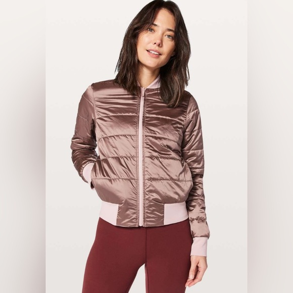 Lululemon Non-Stop Bomber Reversible Porcelain Pink Water Repellent Size 4 - Picture 2 of 16